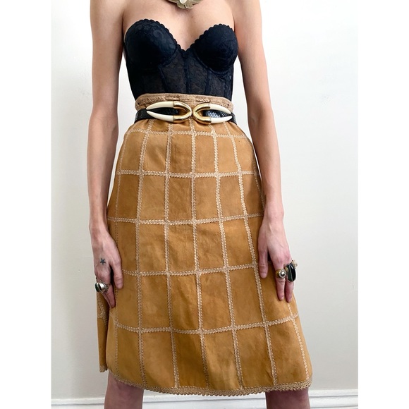 Vintage 70's Suede Skirt/Vest Set Medium - Picture 6 of 15